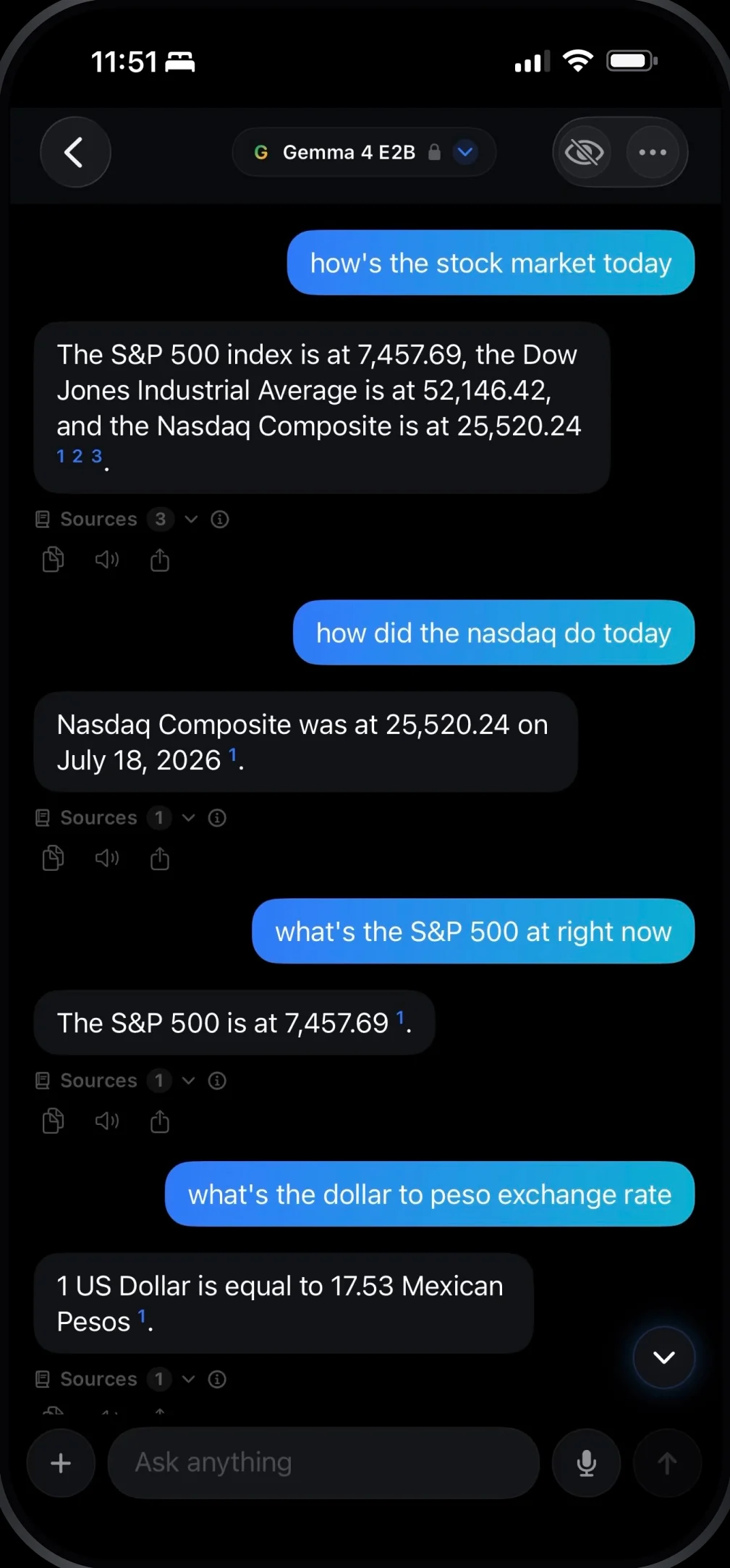 Loci answering with live web sources on iPhone